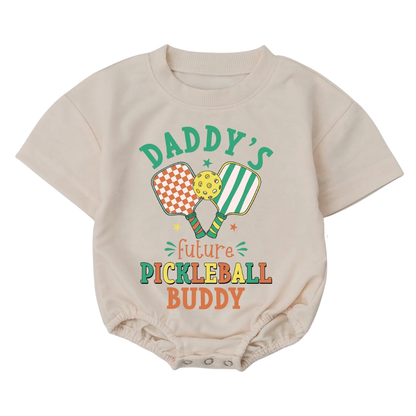 Daddy's Future Pickleball Buddy Baby Bubble T Shirt Romper, Pickleball Lover Baby Romper BB0055