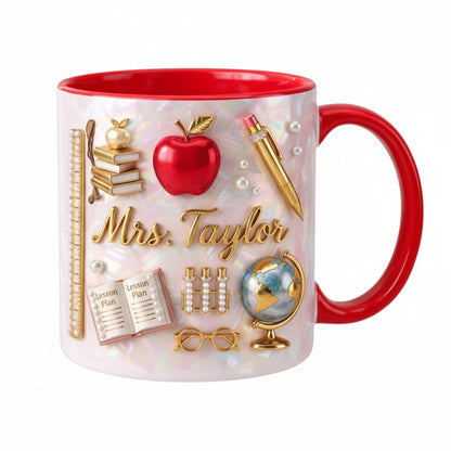 Custom Teacher 3D Printed Coffee Mug With Name, Personalized Mug For Teachers ET0108