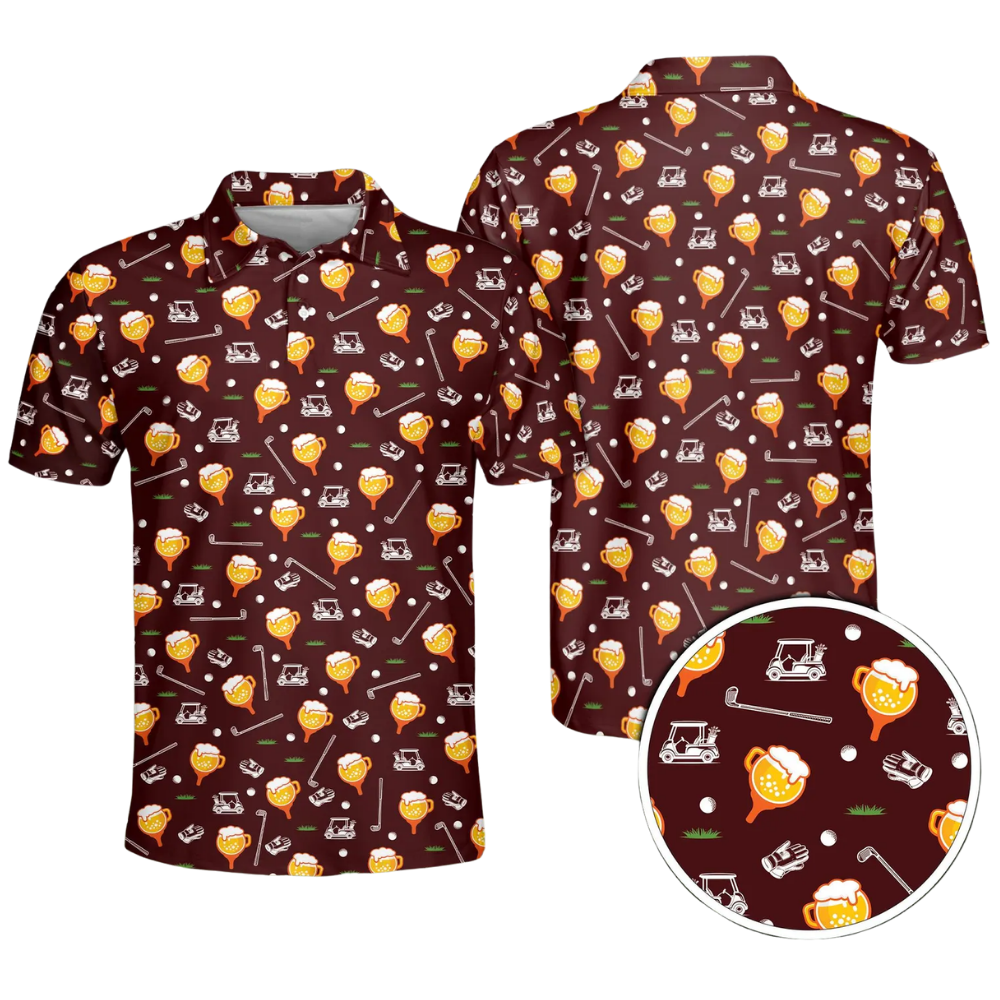Custom Photo Beer Golf Polo Shirt For Men, Custom Face Golf Shirts For Beer Lover GE0592