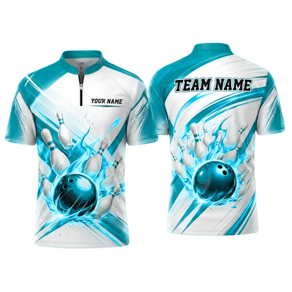Flame Ball Custom Red White Bowling Jersey For Men, Custom Flame Bowling Team Shirts BZ0924
