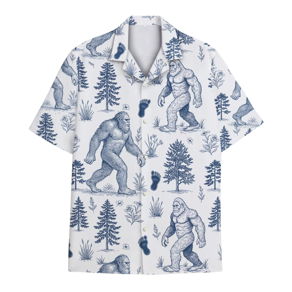 Tropical Bigfoot Toile de Jouy Hawaiian Shirt For Mens, Sasquatch Bigfoot Hawaiian Shirt HE0395