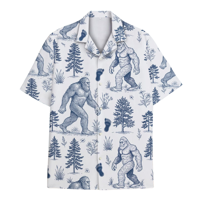 Tropical Bigfoot Toile de Jouy Hawaiian Shirt For Mens, Sasquatch Bigfoot Hawaiian Shirt HE0395