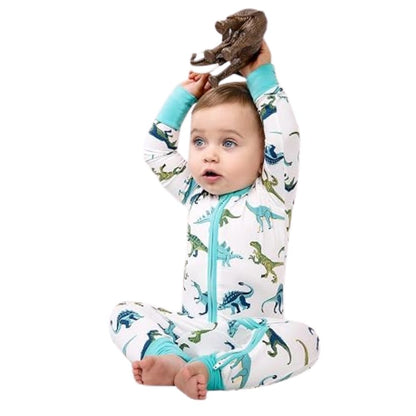 Dinosaur Blue Baby Convertible Zippy Romper, Dinosaur Baby Convertible Romper BB0363