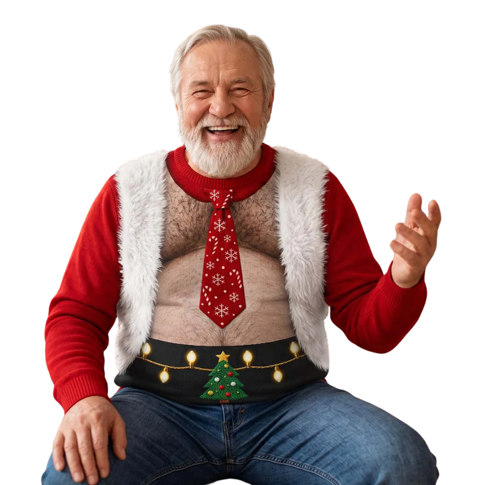 Fat Belly Santa Christmas Ugly Sweatshirt For Men, Funny Christmas Sweater 3D Printed 2D1181