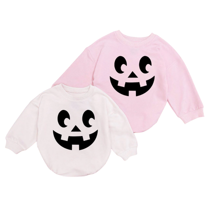 Pumpkin Face Baby Romper Sweatshirt, Halloween Baby Romper Sweater BB0523