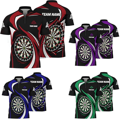 Custom Team Black And Red Dart Jersey For Men, Custom Dart Team Shirts DZ0076