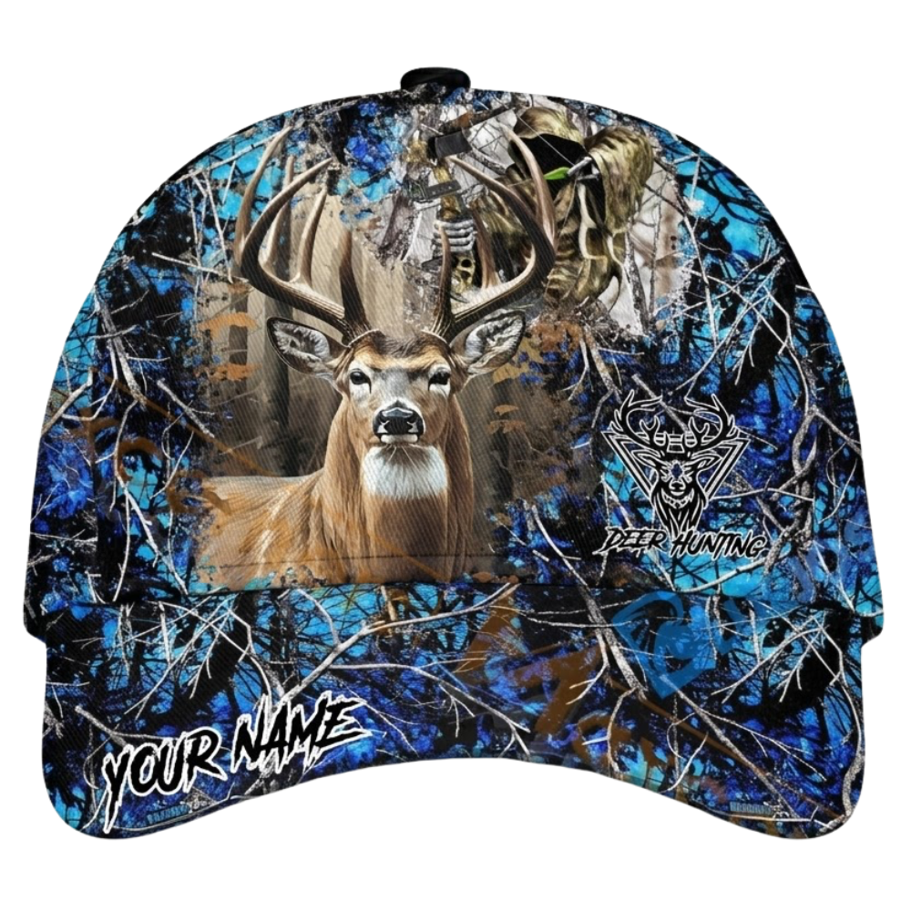 Personalized Deer Hunting Camo Baseball Cap 3D Printed, Custom Name Deer Cap For Hunter CP0544