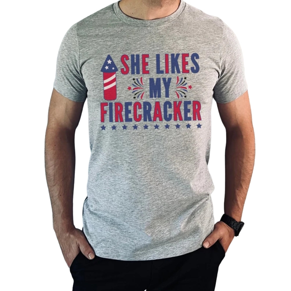 She Likes My Firecracker He Likes My Fireworks Matching Couples 4th Of July T Shirts, Funny His And Her Matching Shirts For Independence Day ET0735