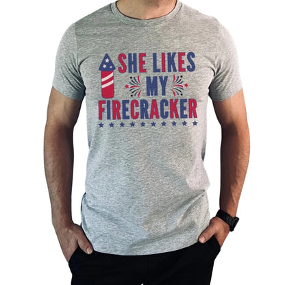 She Likes My Firecracker He Likes My Fireworks Matching Couples 4th Of July T Shirts, Funny His And Her Matching Shirts For Independence Day ET0735