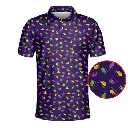 Lobster Mardi Gras Purple Golf Men's Polo Shirt, Mardi Gras Golf Shirts GE0240