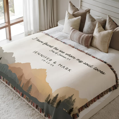 I Have Found The One Whom My Soul Loves Custom Woven Blanket For Couple, Custom Christian Wedding Blanket WD0356