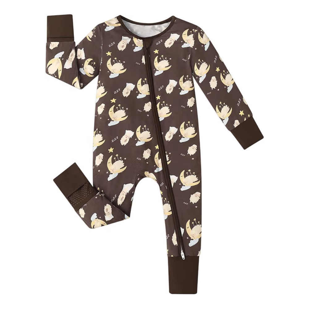 Lamb Sheep Brown Baby Convertible Zippy Romper, Lamb Baby Romper Convertible BB0632