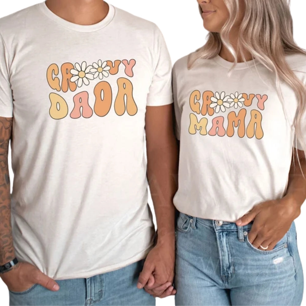 Custom Matching Groovy Retro Flower Family T Shirts, Custom Retro Floral Shirts For Family ET0318