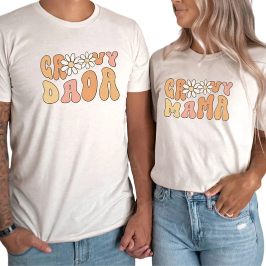 Custom Matching Groovy Retro Flower Family T Shirts, Custom Retro Floral Shirts For Family ET0318