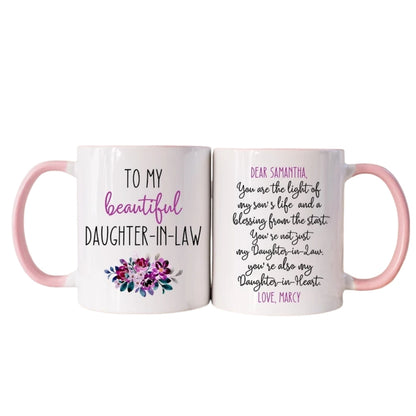 To My Beautiful Daughter In Law Personalized Mug, Custom Daughter In Law Mug WD0125