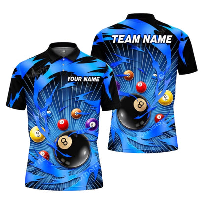 Custom Thunder Lightning Black Yellow Billiard Polo Shirt For Men, Custom Team Billiard Shirts BIE0049