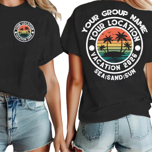 Custom Retro Family Vacation Matching T Shirt, Personalized Family Vacation Shirts ET0193