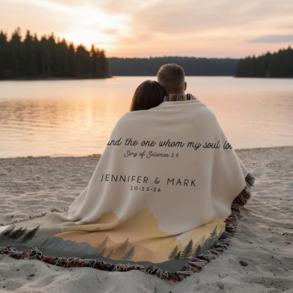 I Have Found The One Whom My Soul Loves Custom Woven Blanket For Couple, Custom Christian Wedding Blanket WD0356