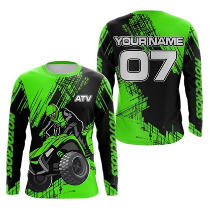 Custom ATV Motocross Black And Red Men's Long Sleeve Jerseys, Custom ATV Shirts MZ0037