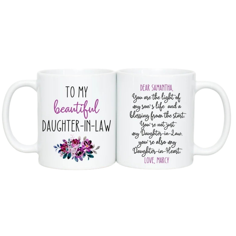 To My Beautiful Daughter In Law Personalized Mug, Custom Daughter In Law Mug WD0125
