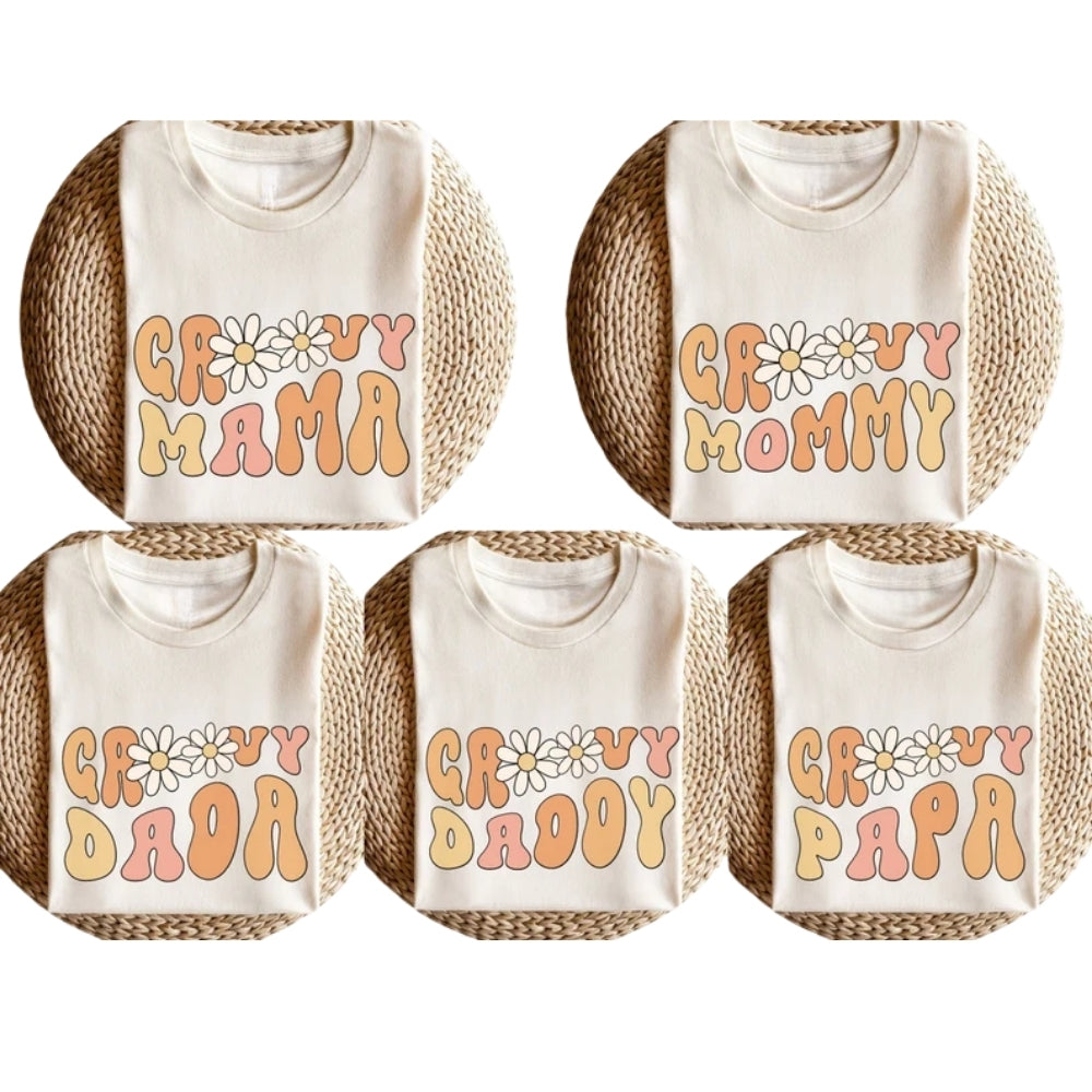 Custom Matching Groovy Retro Flower Family T Shirts, Custom Retro Floral Shirts For Family ET0318