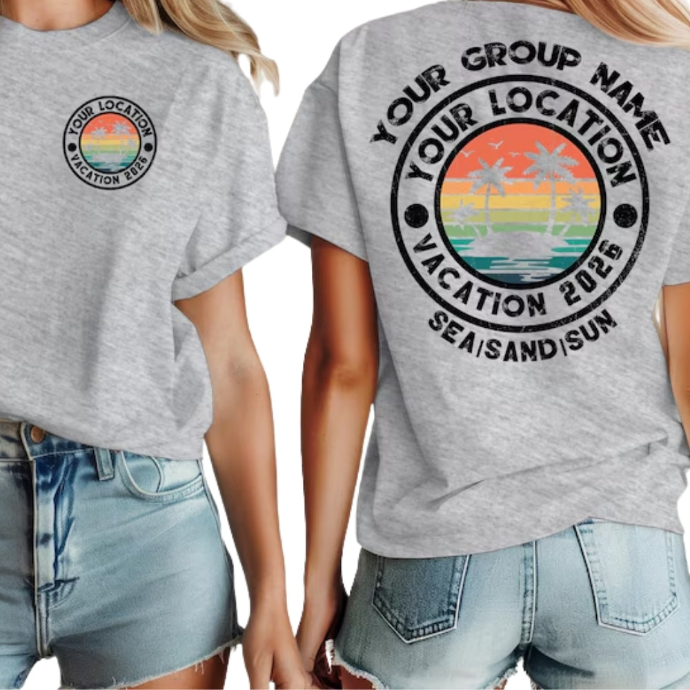 Custom Retro Family Vacation Matching T Shirt, Personalized Family Vacation Shirts ET0193