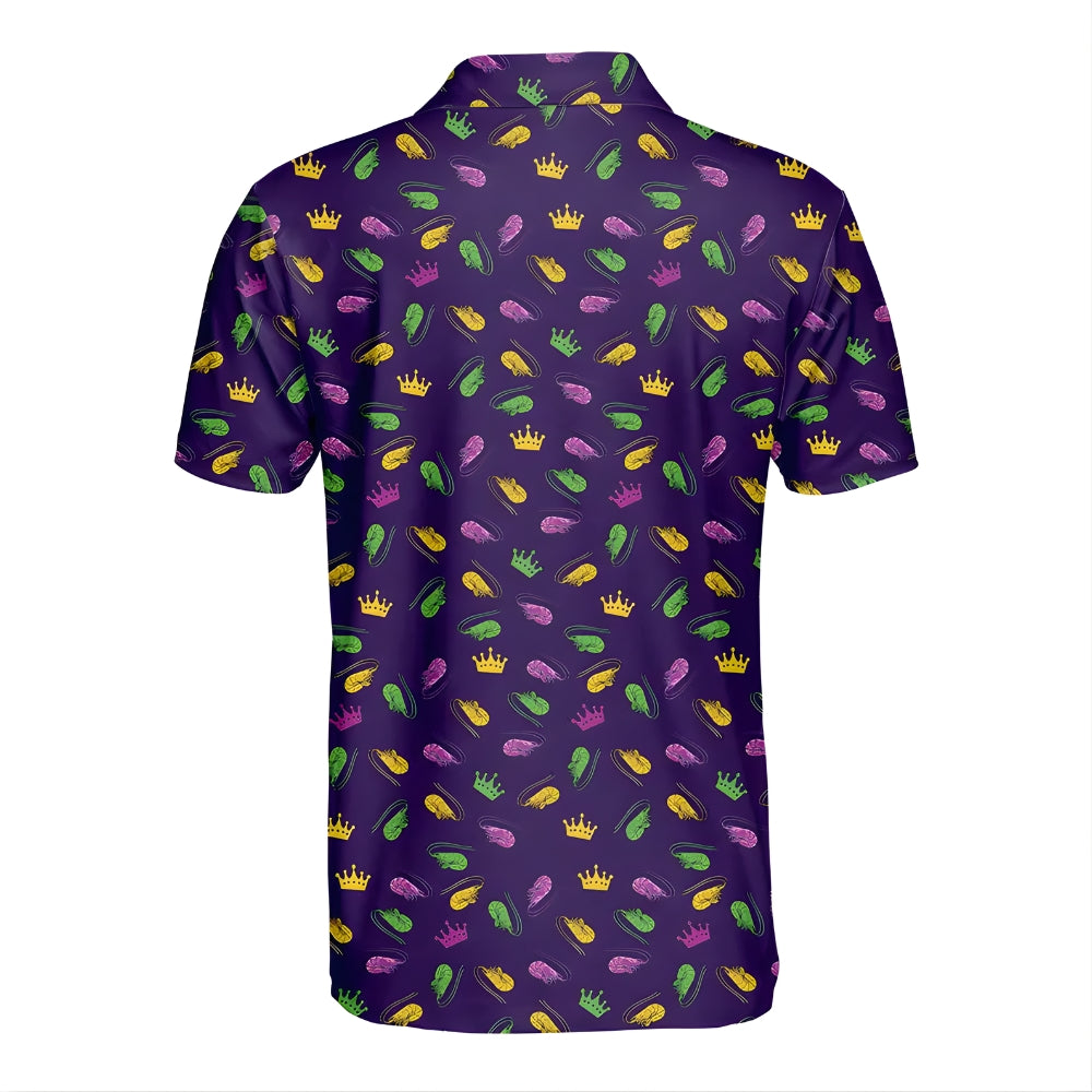 Lobster Mardi Gras Purple Golf Men's Polo Shirt, Mardi Gras Golf Shirts GE0240
