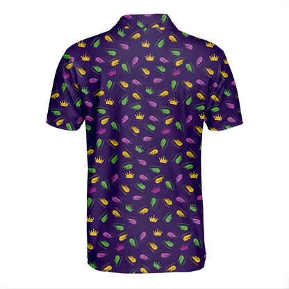 Lobster Mardi Gras Purple Golf Men's Polo Shirt, Mardi Gras Golf Shirts GE0240