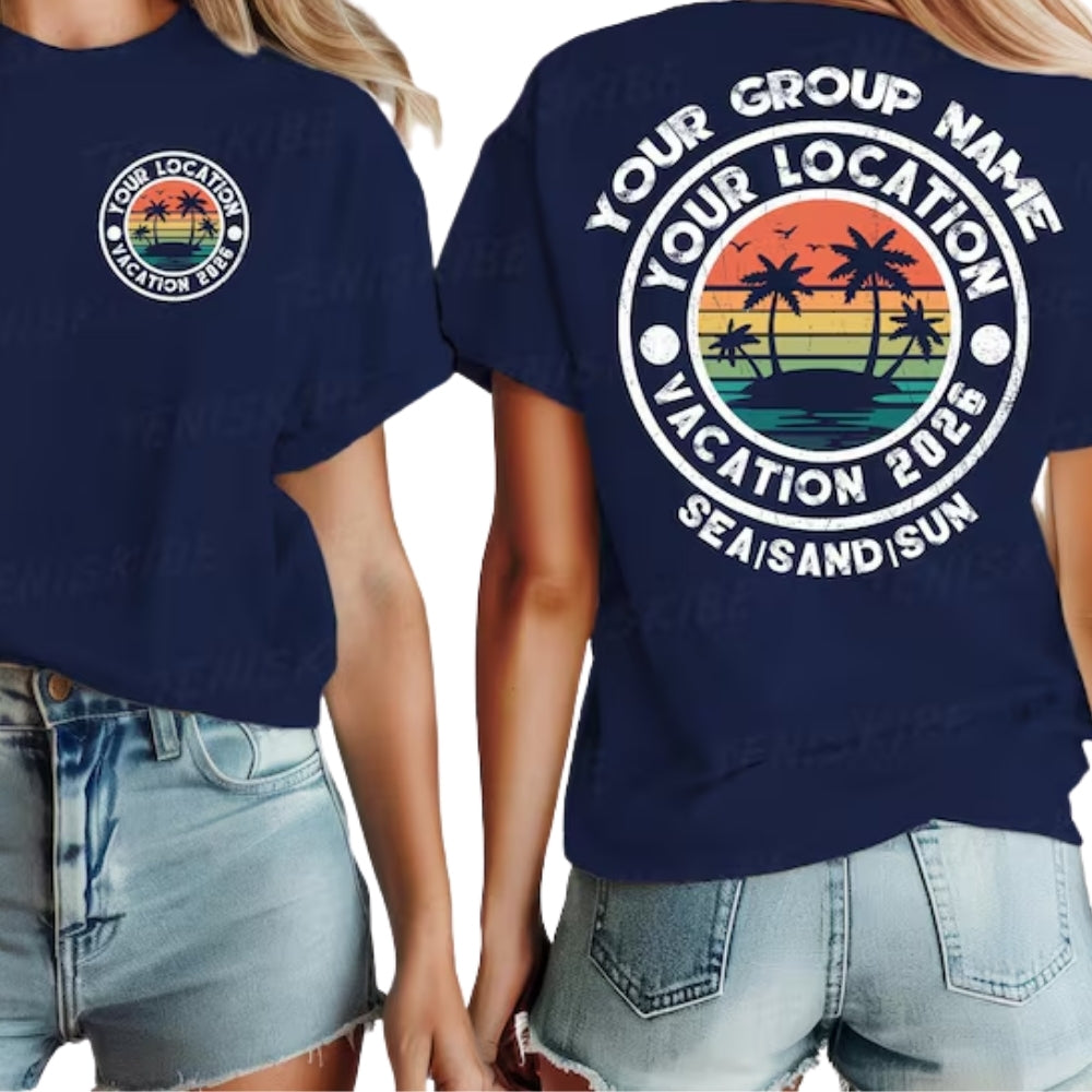 Custom Retro Family Vacation Matching T Shirt, Personalized Family Vacation Shirts ET0193