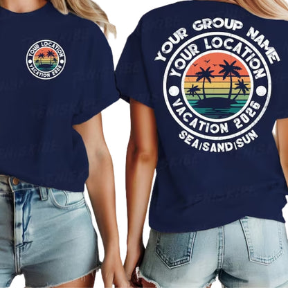 Custom Retro Family Vacation Matching T Shirt, Personalized Family Vacation Shirts ET0193