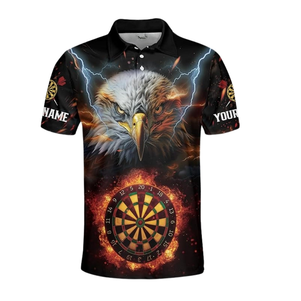 Custom Eagle Flaming Dartboard Darts Polo Shirt For Mens, Custom Eagle Darts Team Shirts DZ0043