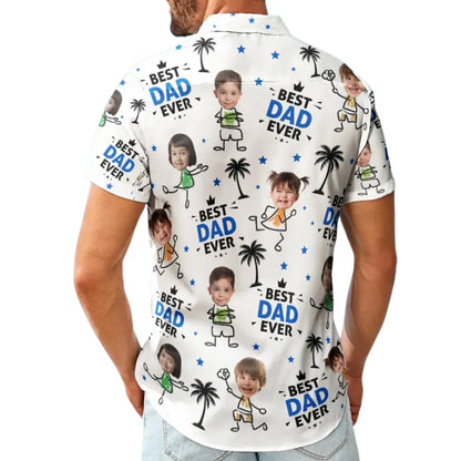 Best Dad Ever Custom Kid Face Hawaiian Shirt, Father's Day Custom Photo Hawaiian Shirts HE0270