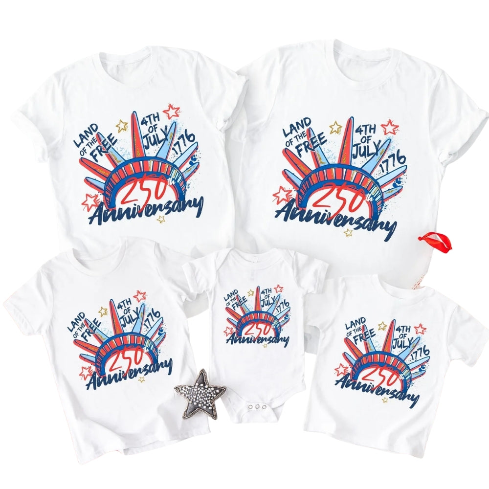 Land Of The Free 250th Anniversary Matching Family T-shirts, Matching 4th Of July Shirts For Family ET0586