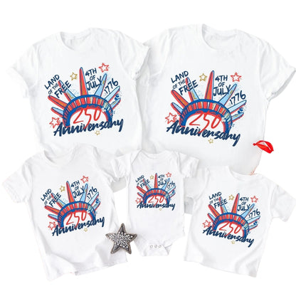 Land Of The Free 250th Anniversary Matching Family T-shirts, Matching 4th Of July Shirts For Family ET0586