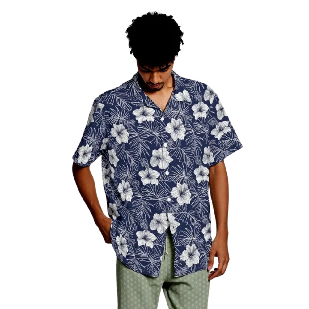 White Navy Hibiscus Family Hawaiian Shirts, Matching Floral Hibiscus Family Hawaiian Shirts ET0899