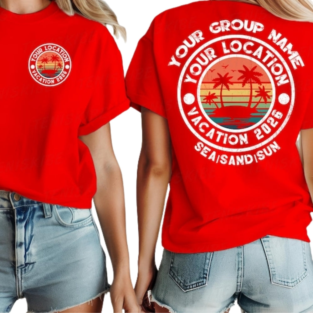 Custom Retro Family Vacation Matching T Shirt, Personalized Family Vacation Shirts ET0193