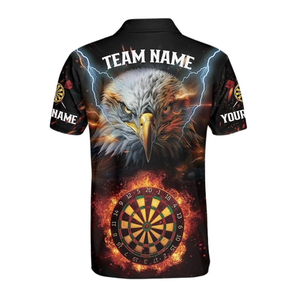 Custom Eagle Flaming Dartboard Darts Polo Shirt For Mens, Custom Eagle Darts Team Shirts DZ0043