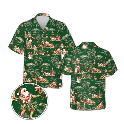 Funny Santa Surfing Tropical Hawaiian Shirt, Christmas Hawaiian Shirt HE0839