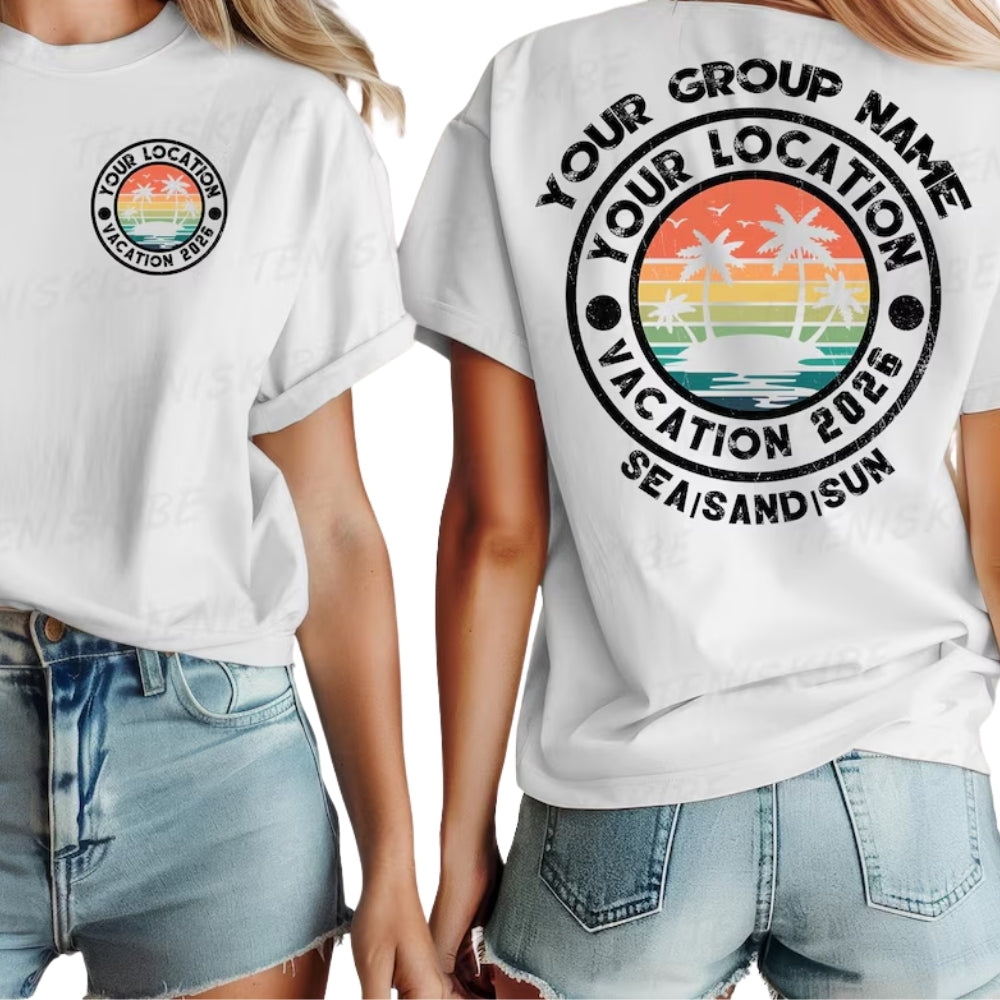 Custom Retro Family Vacation Matching T Shirt, Personalized Family Vacation Shirts ET0193