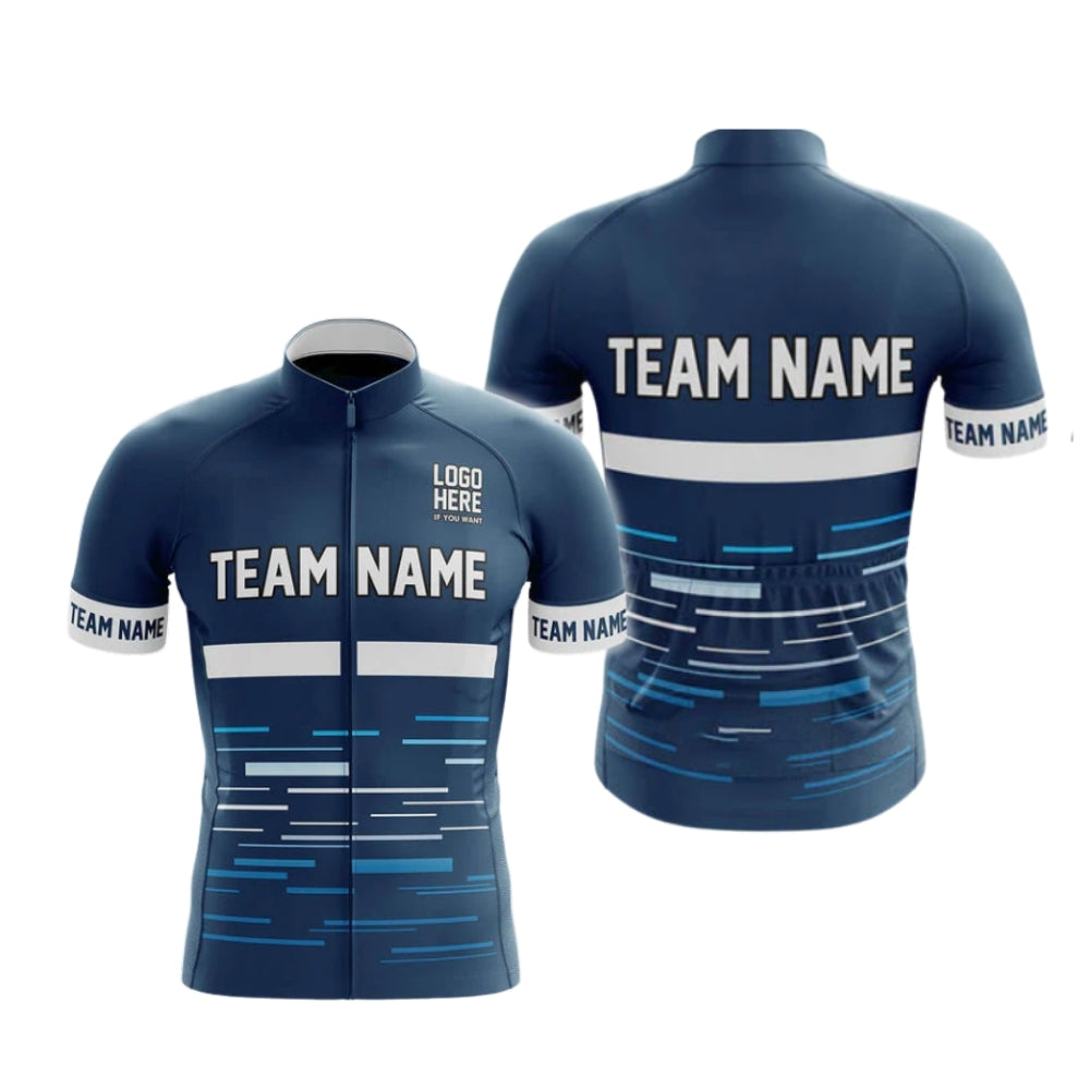 Men's Custom Team Cycling Short Sleeve Jersey With Logo, Blue And White Custom Cycling Jerseys CG0513
