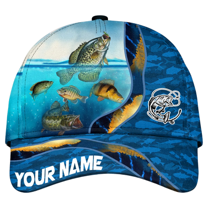 Custom Panfish Blue 3D Baseball Cap, Custom Fishing Lover Cap Hat CP0550