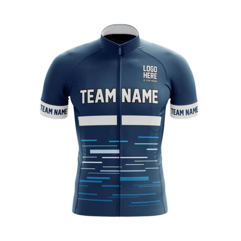 Men's Custom Team Cycling Short Sleeve Jersey With Logo, Blue And White Custom Cycling Jerseys CG0513