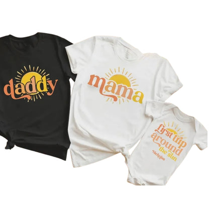 First Trip Around The Sun Matching 1st Birthday Family T Shirts, Custom Sun First Birthday Shirts For Family ET0319