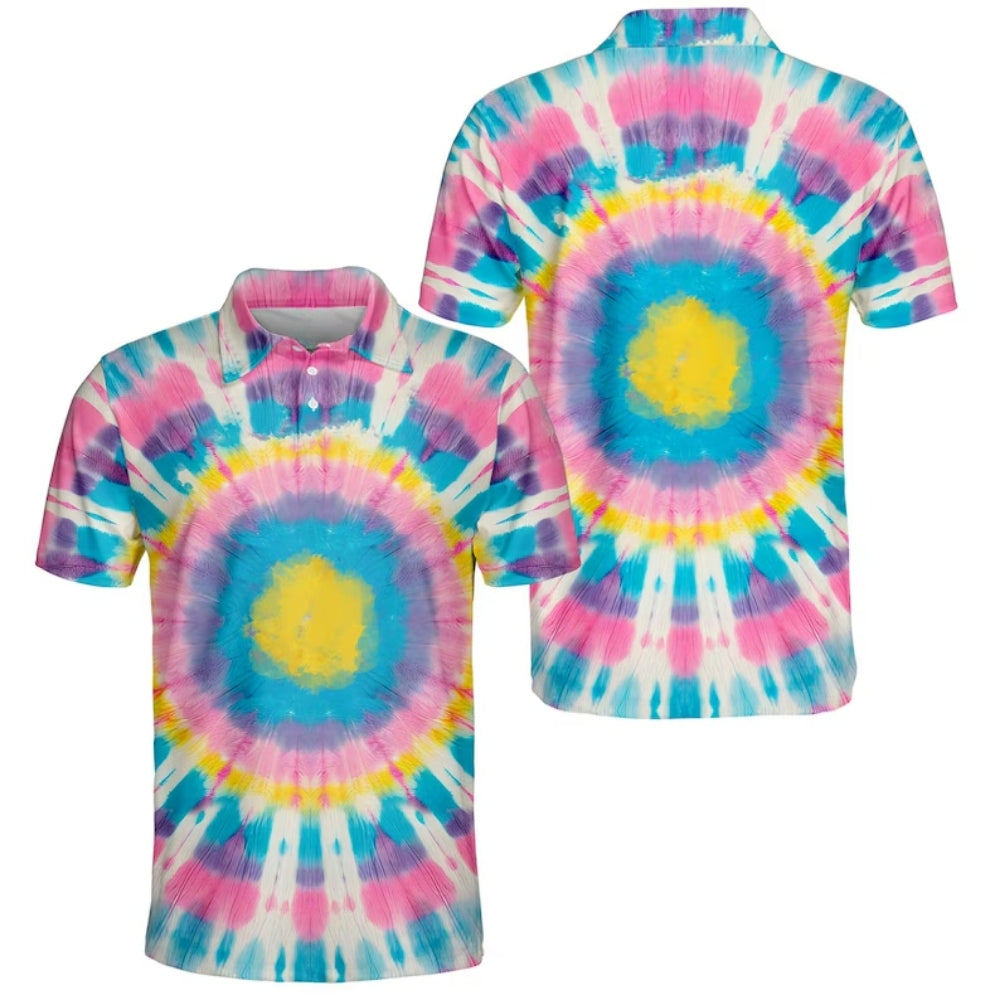Men's Tie Dye Golf Polo Shirts, Tie Dye Golf Shirts GE0350