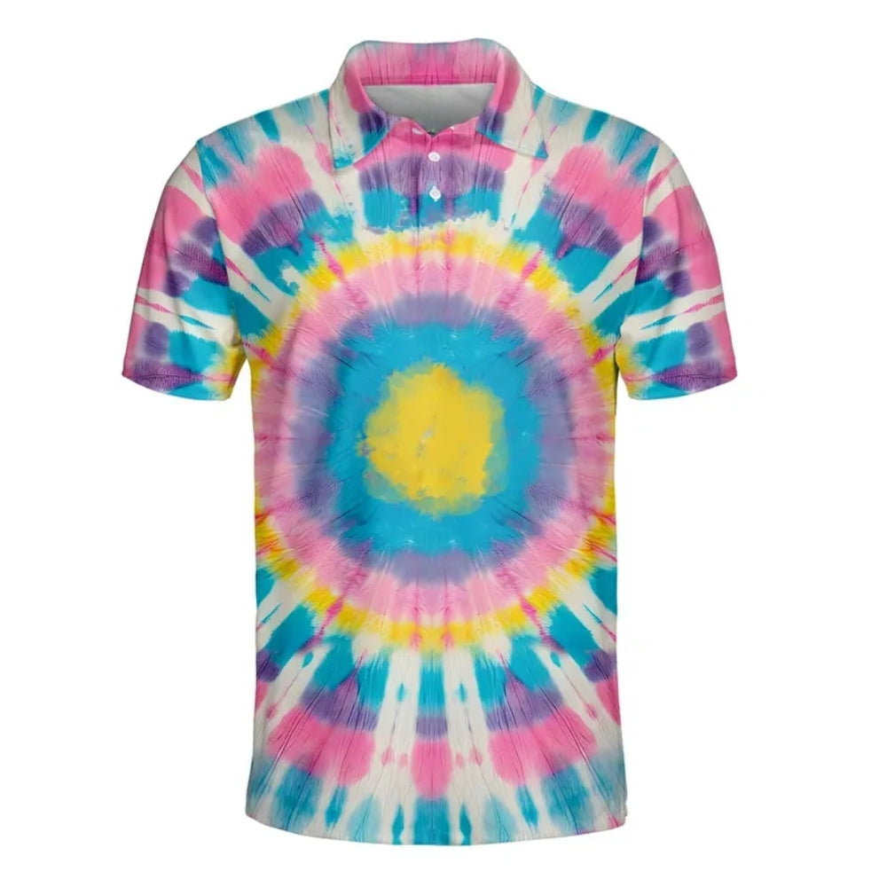 Men's Tie Dye Golf Polo Shirts, Tie Dye Golf Shirts GE0350