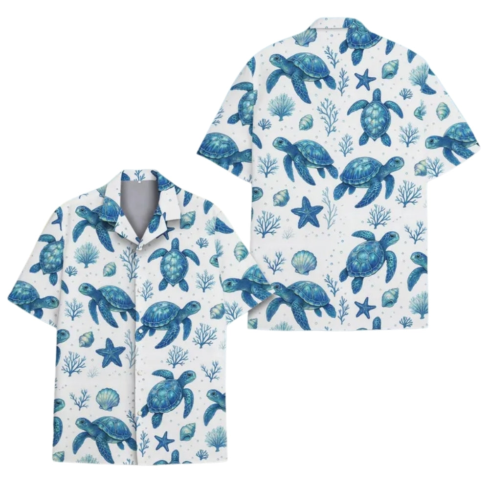 Turtle Blue And White Hawaiian Shirt For Men Women, Turtle Lover Hawaiian Shirts HE0306