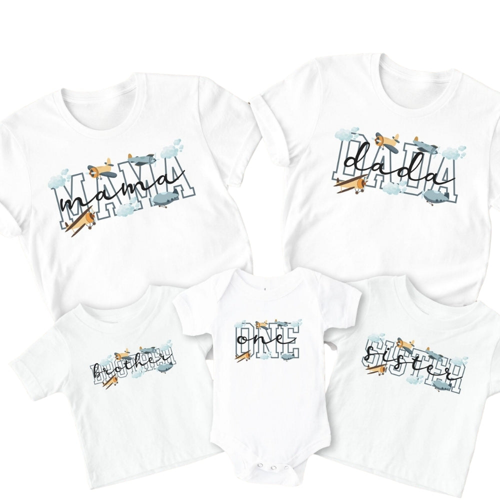 Matching Airplane First Birthday Family T Shirts, Airplane 1st Birthday Matching Shirts For Family ET0469