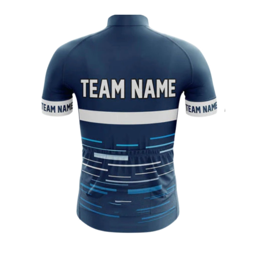 Men's Custom Team Cycling Short Sleeve Jersey With Logo, Blue And White Custom Cycling Jerseys CG0513