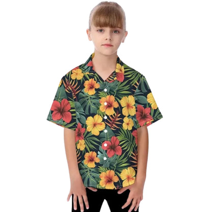 Hibiscus Tropical Family Matching Hawaiian Shirts, Floral Hawaiian Shirts For Family ET0900