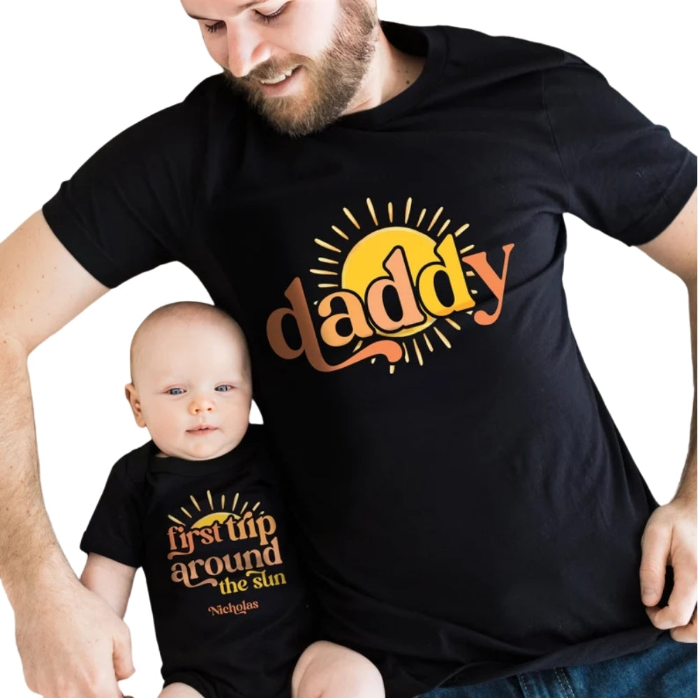 First Trip Around The Sun Matching 1st Birthday Family T Shirts, Custom Sun First Birthday Shirts For Family ET0319
